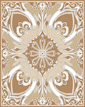 Elegant Brown White Floral Art Nouveau Rug