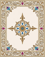 Ornate Gold Floral Centerpiece Rug