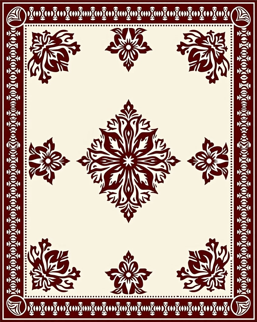 Traditional Floral Motif Patterned Rug