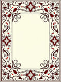 Art Nouveau Floral Berry Scroll Border Rug