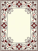 Art Nouveau Floral Berry Scroll Border Rug