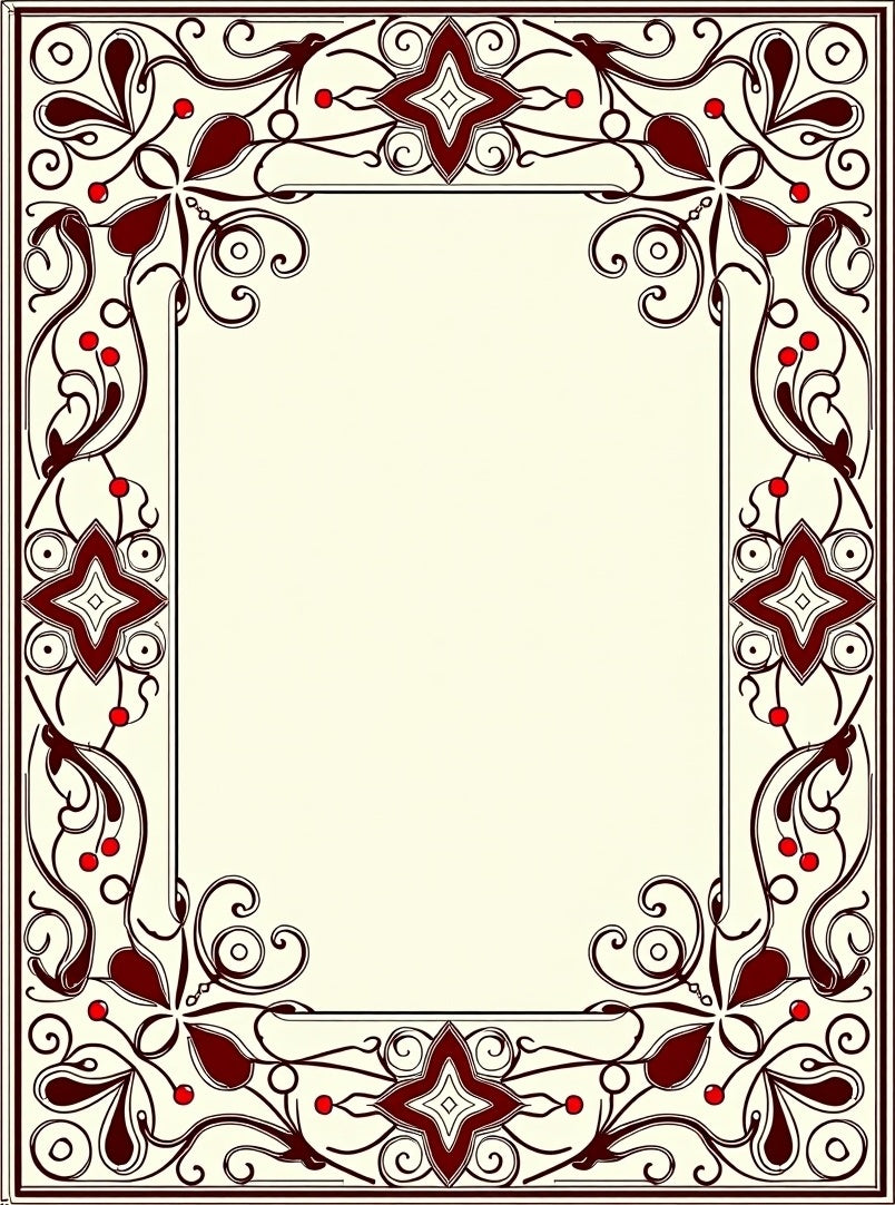Art Nouveau Floral Berry Scroll Border Rug