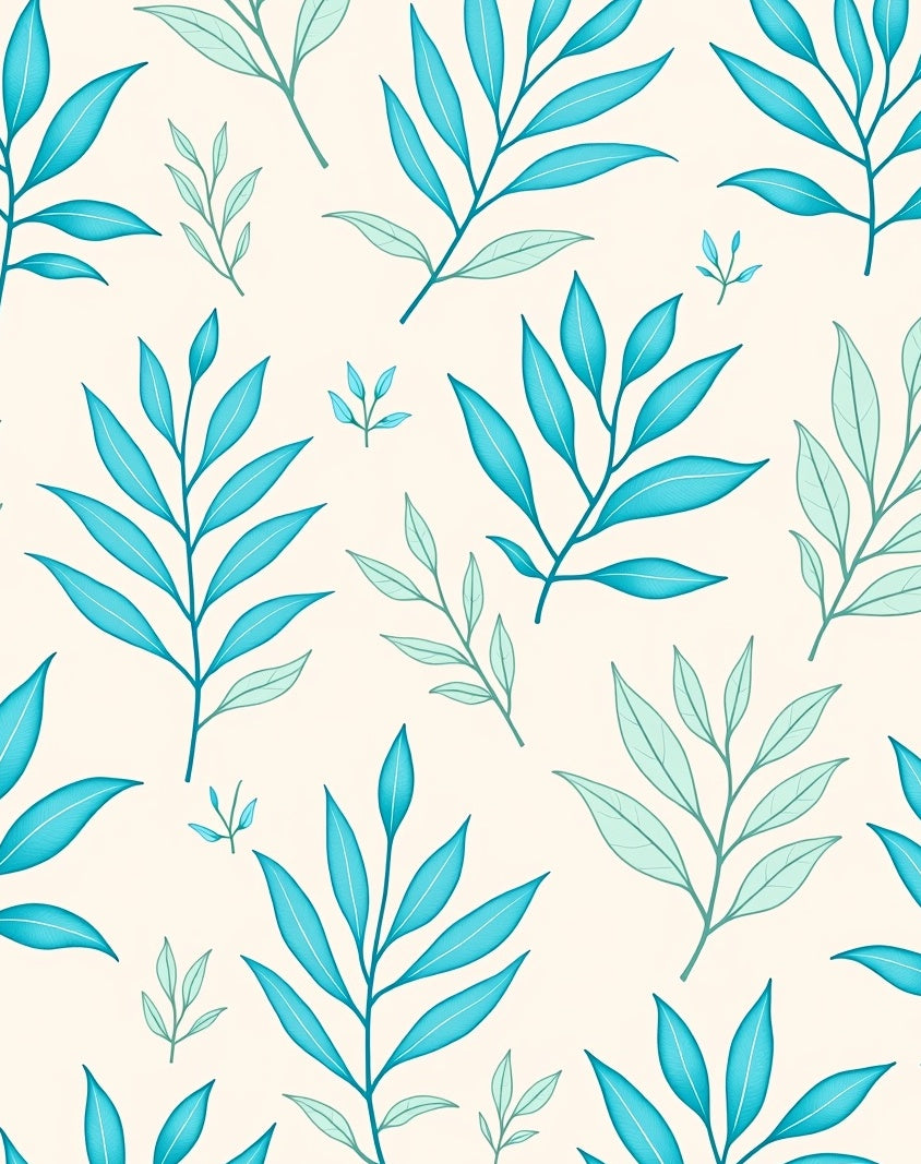 Aqua Leaf Pattern Rug