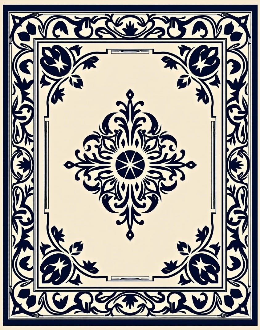 Classic Medallion Floral Border Design Rug
