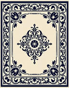 Classic Medallion Floral Border Design Rug