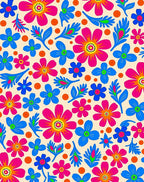 Bold Floral Pattern With Bright Colors Rug
