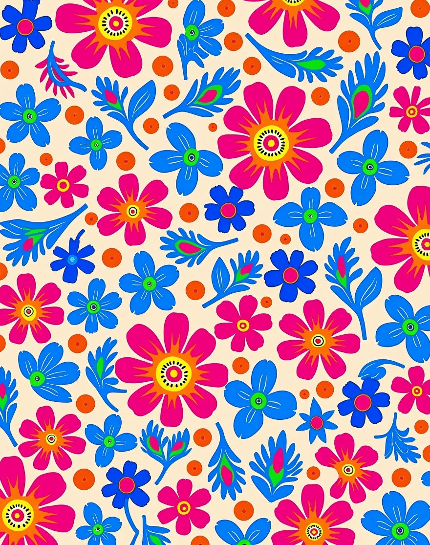 Bold Floral Pattern With Bright Colors Rug