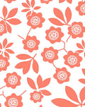 Coral Floral And Leaf Pattern Rug