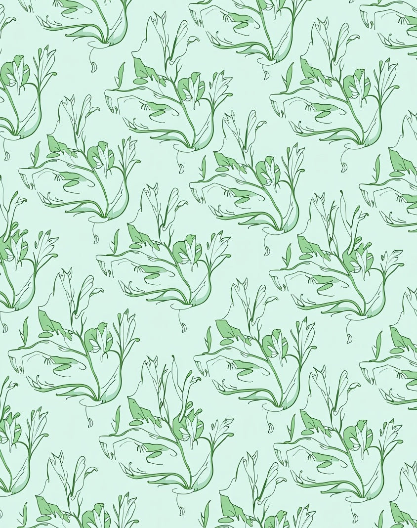Art Nouveau Green Floral Vines Rug