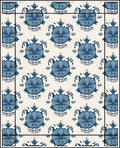 Blue Floral Damask Pattern Rug