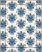 Blue Floral Damask Pattern Rug