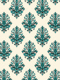 Teal Floral Damask Pattern Rug