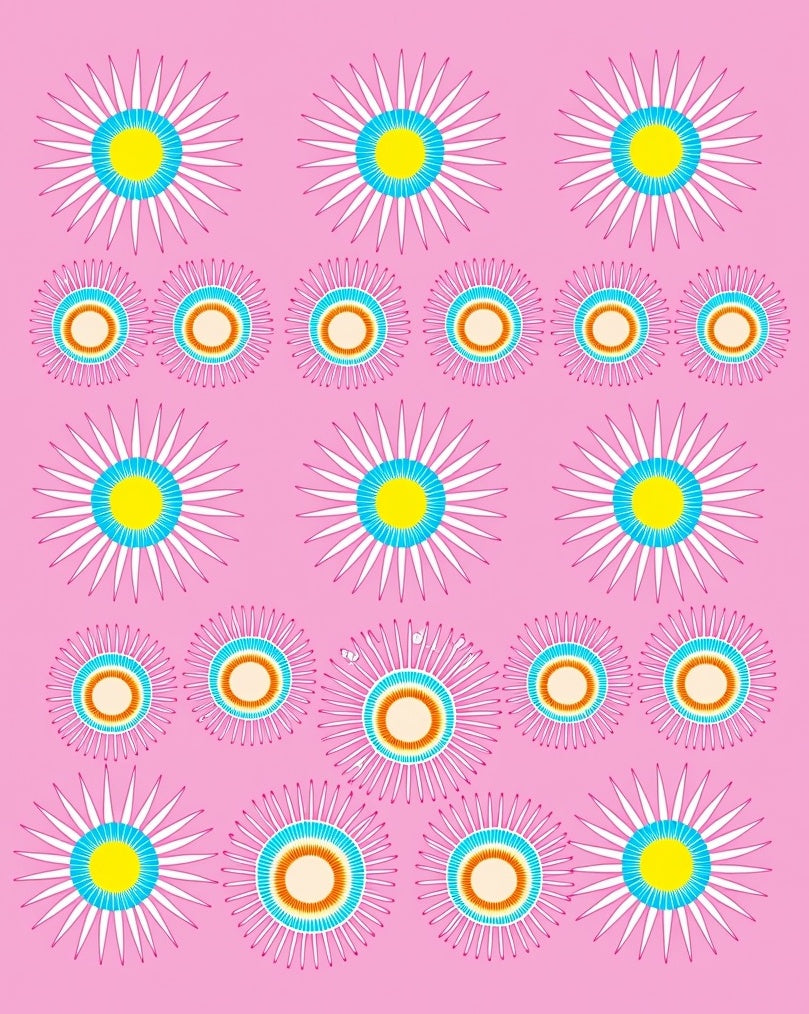 Whimsical Floral Sunburst Design Rug