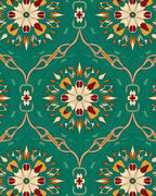 Art Nouveau Floral Medallion Pattern Rug