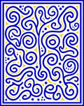 Abstract Blue Yellow Swirl Pattern Rug