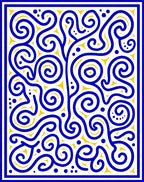 Abstract Blue Yellow Swirl Pattern Rug