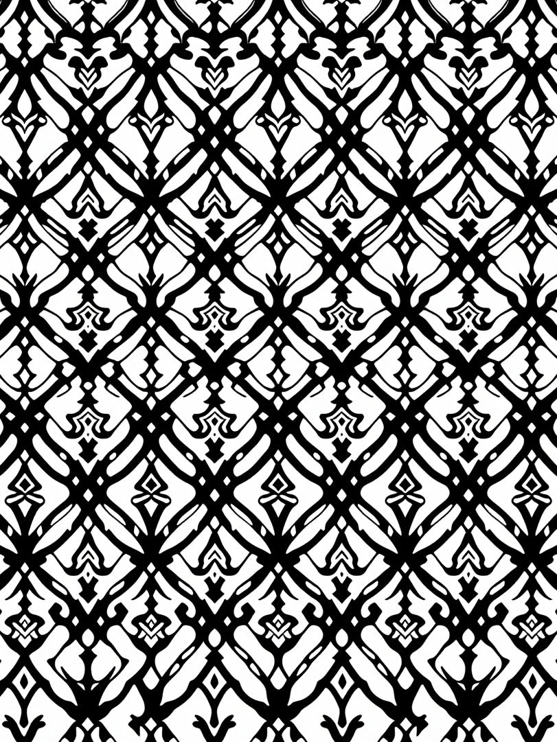 Black White Interlocking Pattern Rug