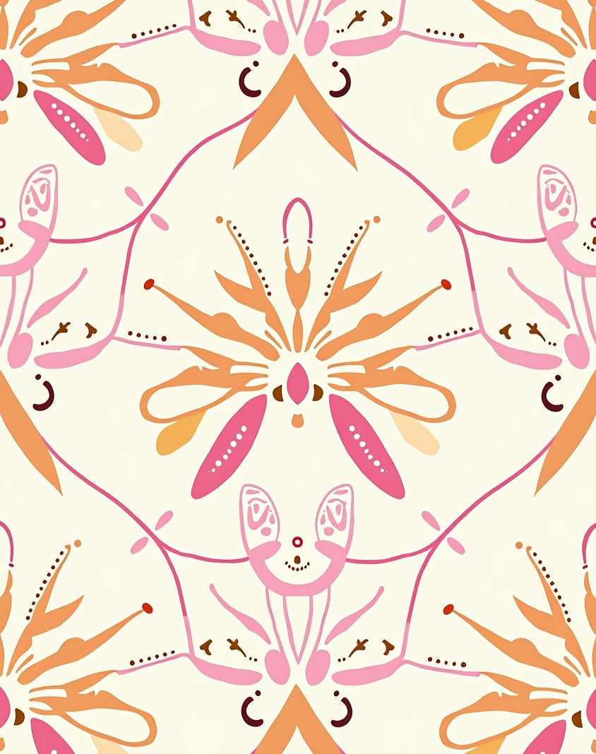 Floral Inspired Geometric Pattern Rug