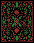 Crimson Green Foliage Swirl Rug