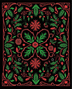 Crimson Green Foliage Swirl Rug