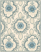 Classic Blue Floral Medallion Pattern Rug