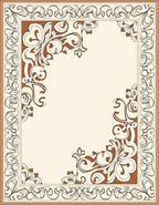 Elegant Scrollwork Floral Border Design Rug
