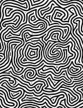 Black White Abstract Maze Pattern Rug