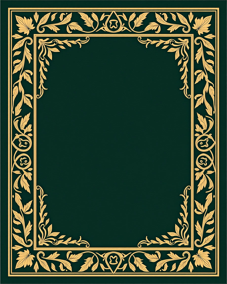 Ornate Gold Floral Border Rug