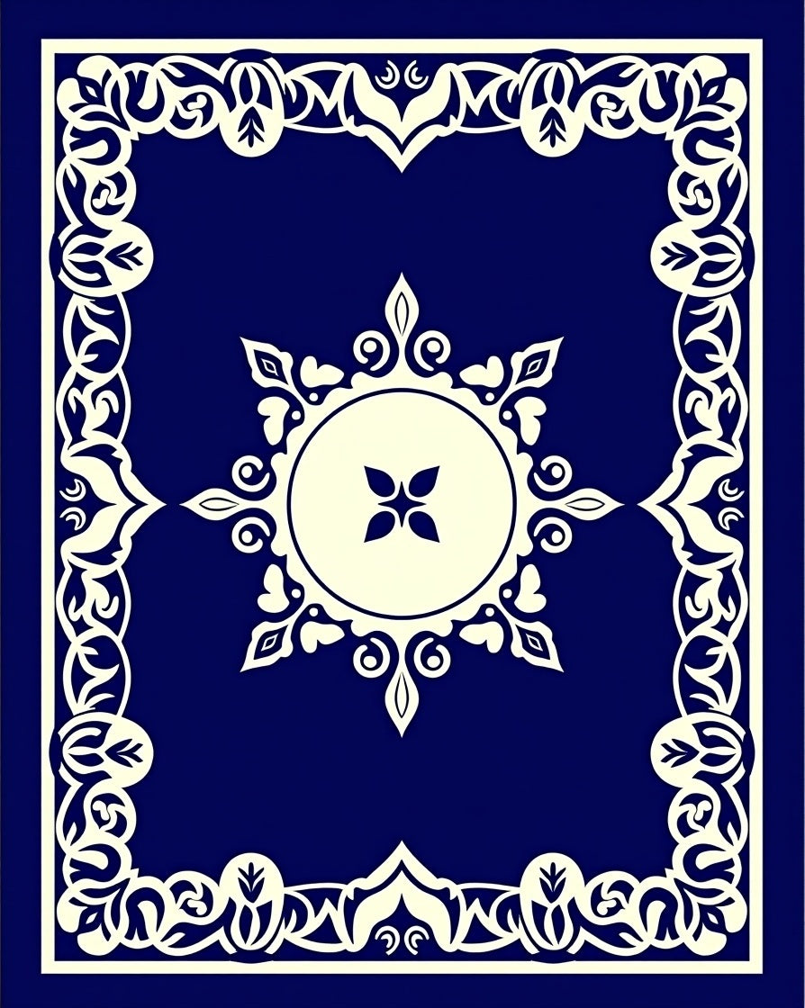 Ornate Floral Medallion Border Rug