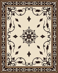 Elegant Black Floral Scrolls Medallion Rug