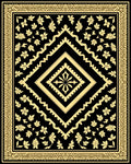 Black Gold Floral Medallion Design Rug