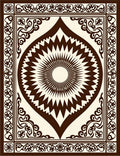 Abstract Sunburst Floral Border Design Rug