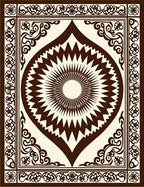 Abstract Sunburst Floral Border Design Rug