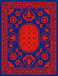 Ornate Floral Red and Blue Rug