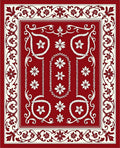 Classic Floral Border Red Cream Rug