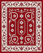 Classic Floral Border Red Cream Rug
