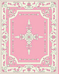 Elegant Pink Floral Scroll Pattern Rug