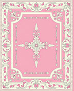 Elegant Pink Floral Scroll Pattern Rug