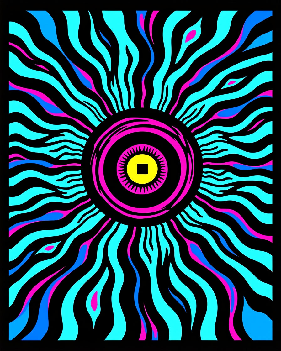 Vibrant Electric Sunburst Pattern Rug