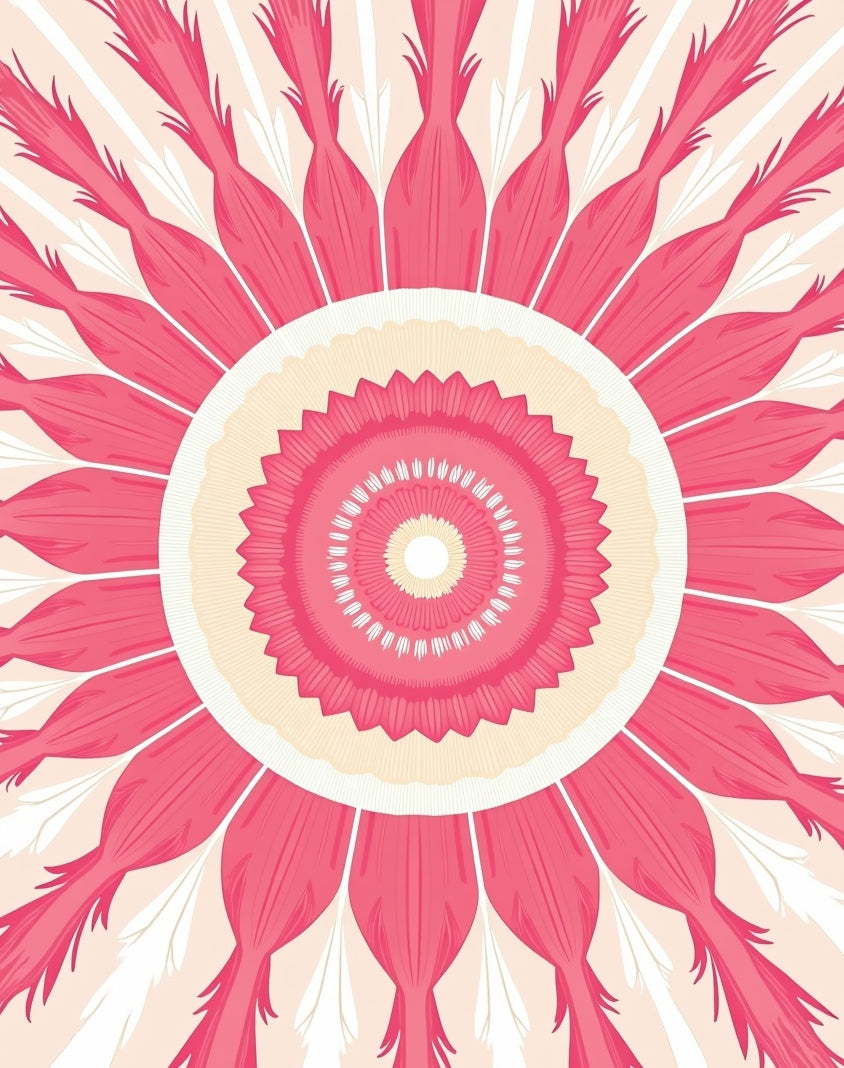 Pink Floral Mandala Pattern Design Rug