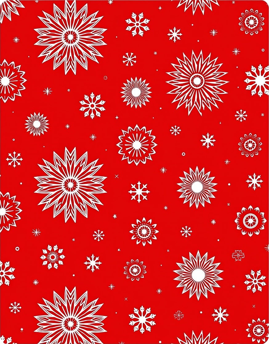 Crimson White Snowflake Scattered Rug