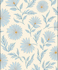 Pastel Blue Floral Botanical Pattern Rug