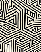 Abstract Geometric Black Stripe Pattern Rug
