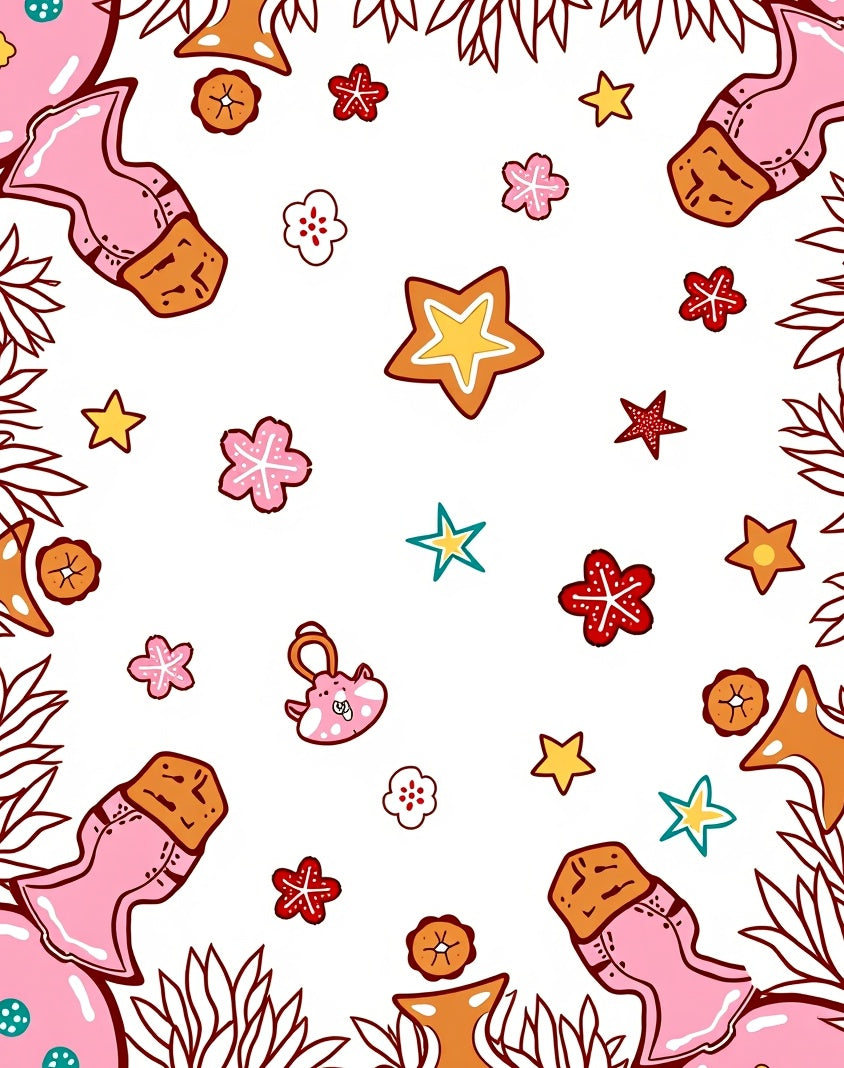Pink and Orange Whimsical Cookie Stars Rug