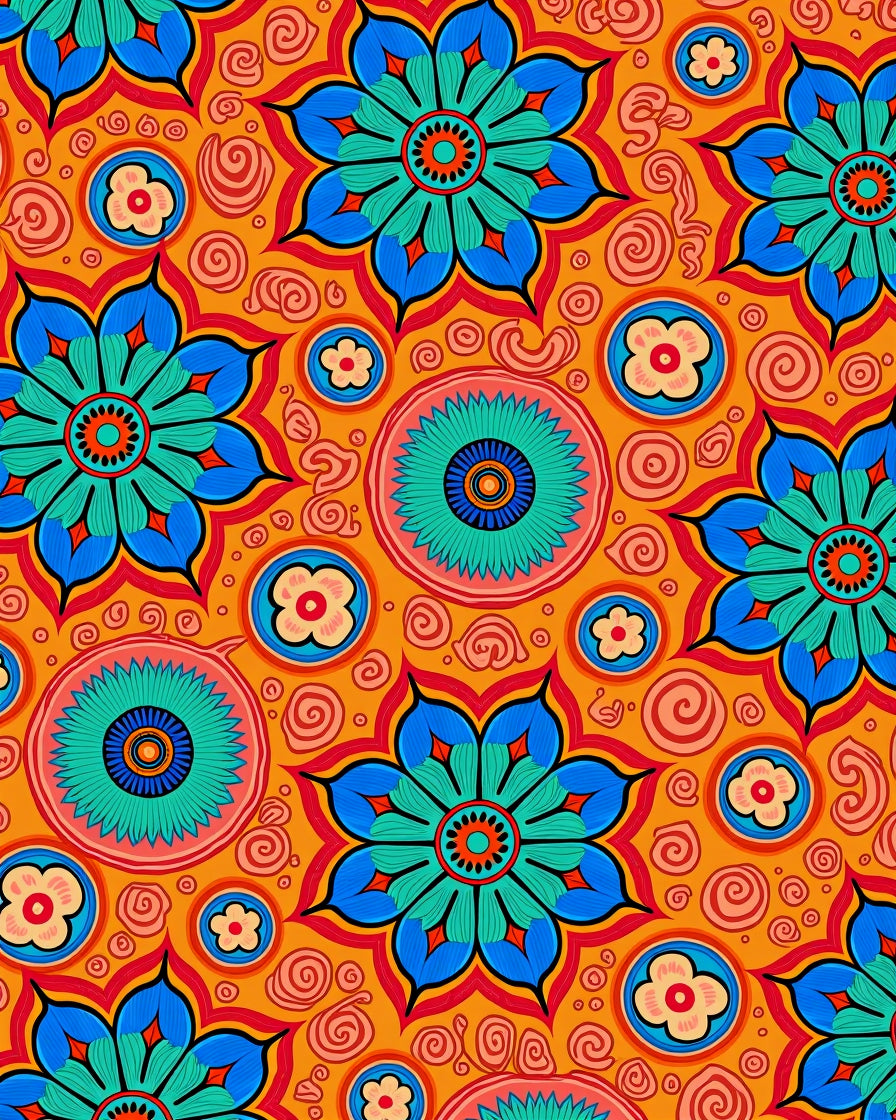 Bright Floral Mandala Pattern Rug