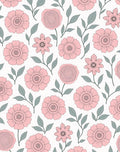 Whimsical Pink Floral Pattern Rug