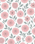 Whimsical Pink Floral Pattern Rug