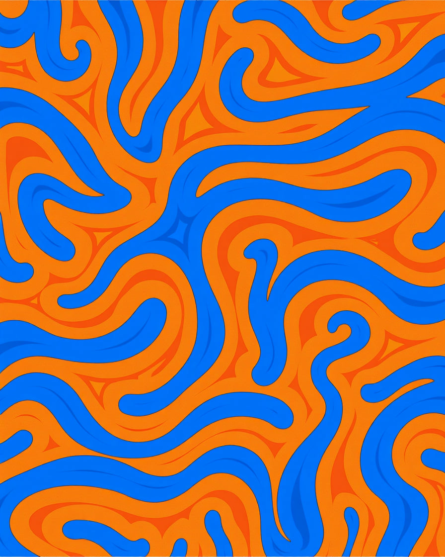 Bold Blue Orange Swirl Pattern Rug
