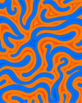 Bold Blue Orange Swirl Pattern Rug
