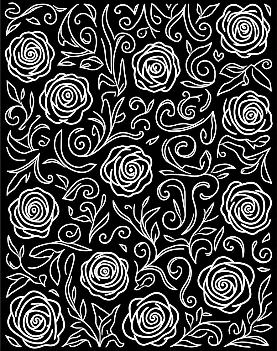 Black White Rose Swirl Pattern Rug